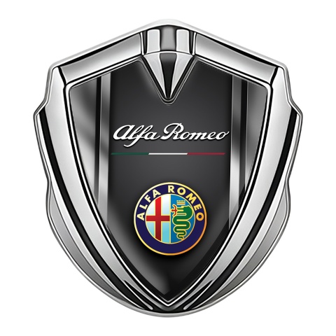 Alfa Romeo Trunk Metal Emblem Badge Silver Color Logo Metallic Effect