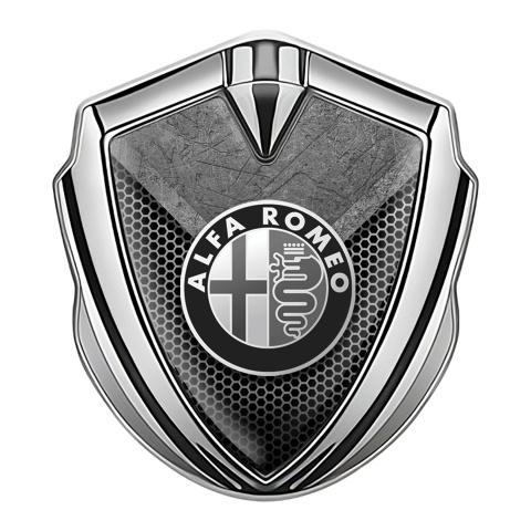Alfa Romeo Bodyside Badge Self Adhesive Silver Monochrome Logo Design