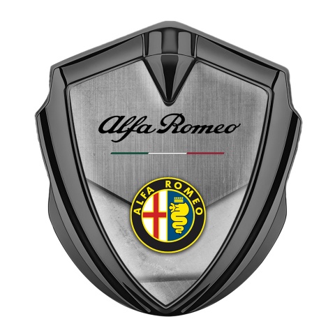 Alfa Romeo Trunk Metal Emblem Graphite Italian Flag Color Logo Design