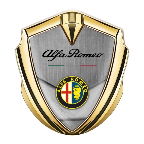 Alfa Romeo Trunk Metal Emblem Gold Italian Flag Color Logo Design