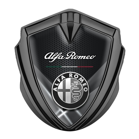Alfa Romeo Seitenflugel Emblem Aufkleber Graphit Tonfarbe Weiss Lichter Effekt
