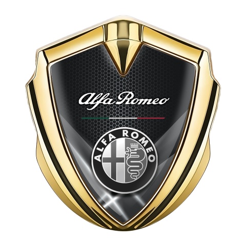 Alfa Romeo Seitenflugel Emblem Aufkleber Goldtonfarbe Weiss Lichter Effekt