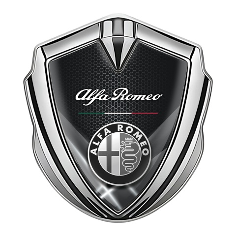 Alfa Romeo Seitenflugel Emblem Aufkleber Silbertonfarbe Weiss Lichter Effekt