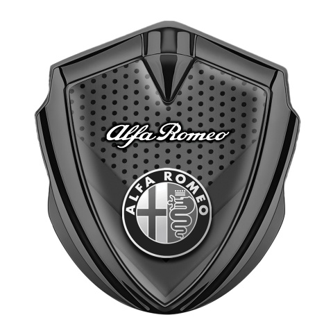 Alfa Romeo Emblem Abzeichen Graphit Tonfarbe Perforierter Basis Schwarz Weiss Logo