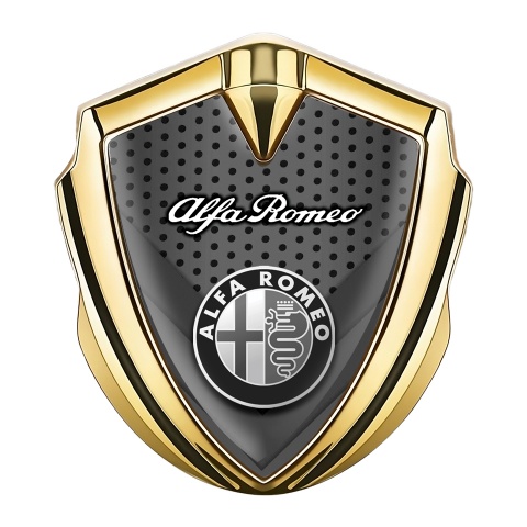 Alfa Romeo Emblem Abzeichen Goldtonfarbe Perforierter Basis Schwarz Weiss Logo