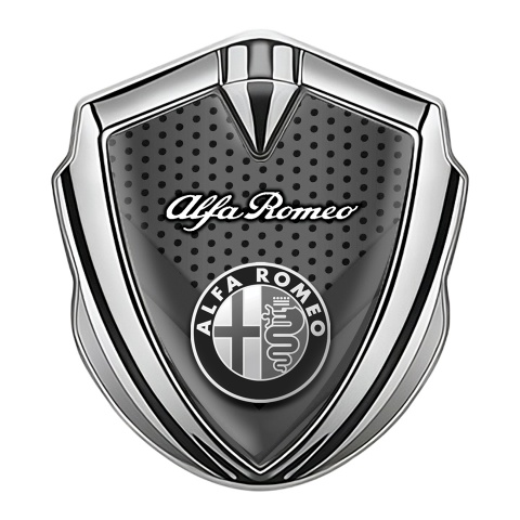 Alfa Romeo Emblem Abzeichen Silbertonfarbe Perforierter Basis Schwarz Weiss Logo