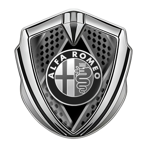 Alfa Romeo Trunk Emblem Badge Silver Razor Style Monochrome Edition