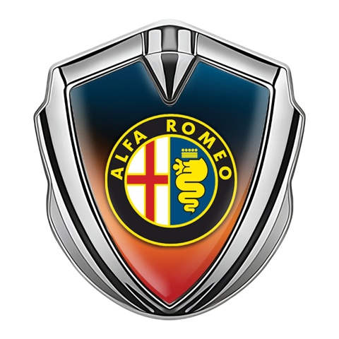 Alfa Romeo Bodyside Emblem Badge Silver Color Gradient Classic Logo