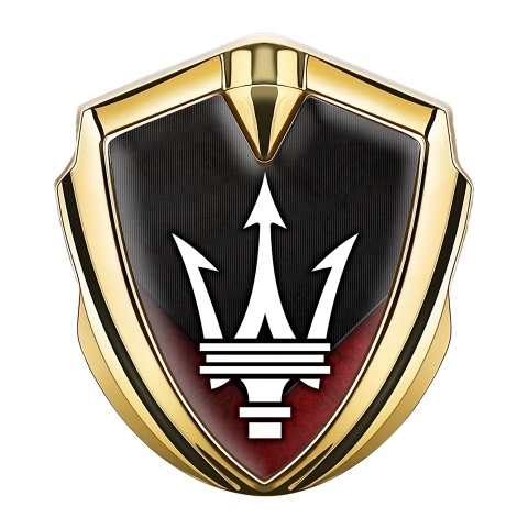 Maserati Emblem Aufkleber Autozubehor Goldtonfarbe mit Rote V Elemente basis