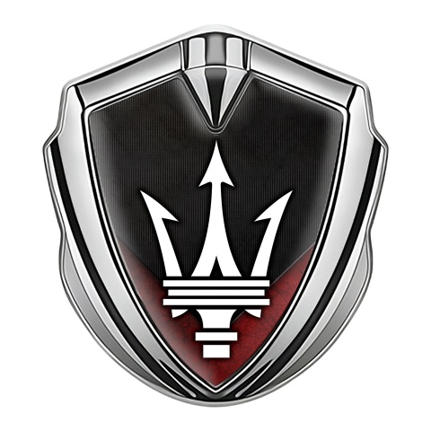 Maserati Emblem Aufkleber Autozubehor Silbertonfarbe mit Rote V Elemente basis