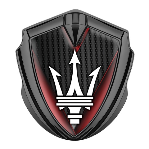 Maserati Selbstklebendes Metallaufkleber Emblem Graphit Tonfarbe mit Rote schrage Elemente Design