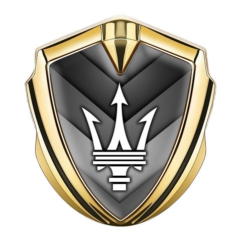 Maserati Selbstklebendes Metallaufkleber Emblem Goldtonfarbe mit V Form Panels Design