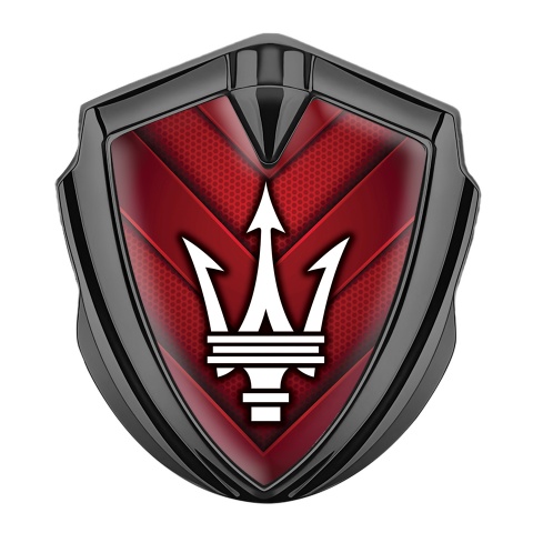 Maserati Seitenflugel Emblem Aufkleber Graphit Tonfarbe mit Rote V Form Paneele Design