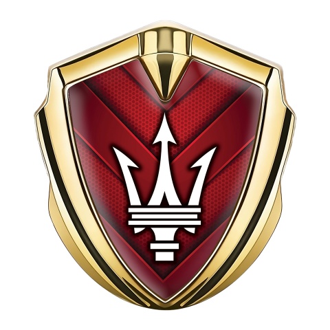 Maserati Seitenflugel Emblem Aufkleber Goldtonfarbe mit Rote V Form Paneele Design