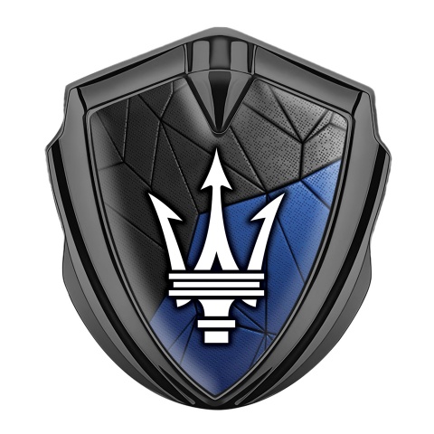 Maserati Emblem Auto Zeichen Graphit Tonfarbe mit Schwarz Blau Mozaik Design
