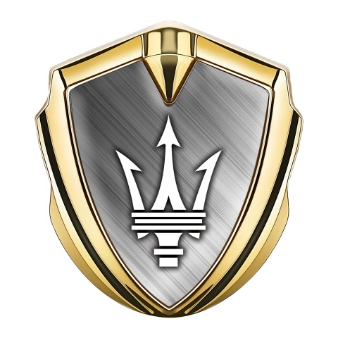 Maserati Selbstklebendes Metallaufkleber Emblem Goldtonfarbe mit Poliertes Metall Design