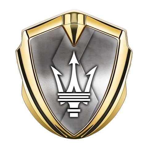 Maserati Seitenflugel Emblem Aufkleber Goldtonfarbe mit S Form Metall Design