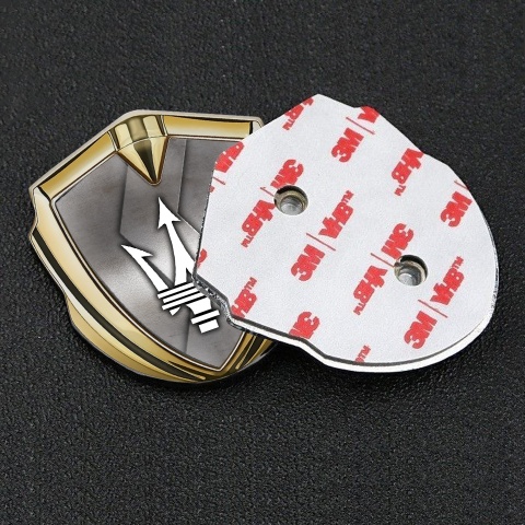 Maserati Seitenflugel Emblem Aufkleber Goldtonfarbe mit S Form Metall Design