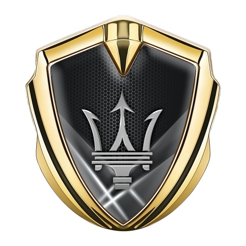 Maserati Emblem Aufkleber Autozubehor Goldtonfarbe mit Weiss Lichter Effekt