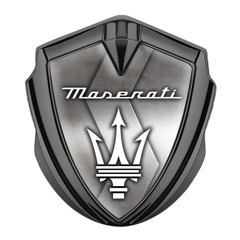 Maserati Seitenflugel Emblem Aufkleber Graphit Tonfarbe mit S Form Metall Basis und Klassisch Logo