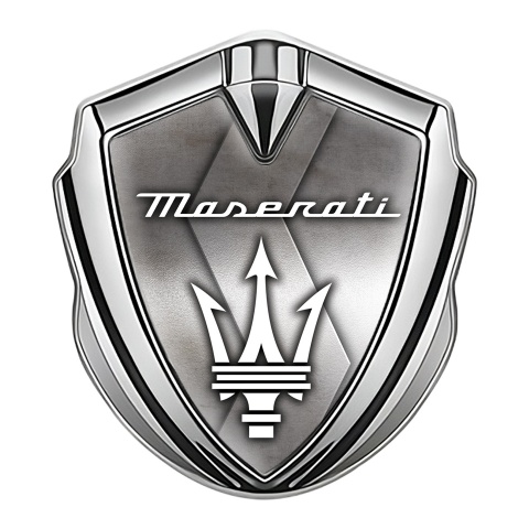 Maserati Trunk Emblem Badge Silver Metallic S Plate White Clean Logo