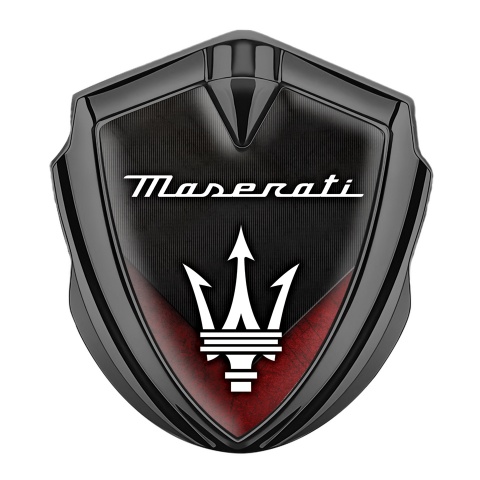 Maserati Tuning Emblem Self Adhesive Graphite Red V Base Trident Edition