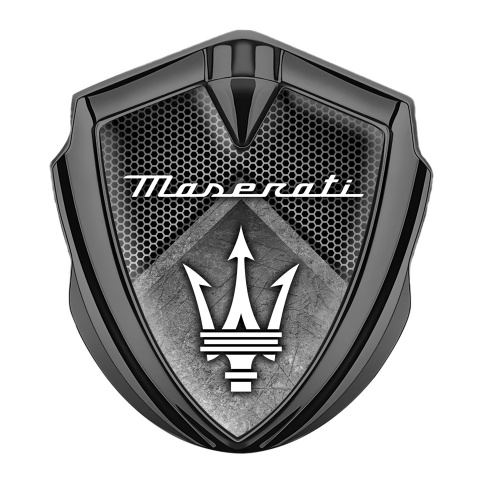 Maserati Fender Emblem Badge Graphite Light Hex Stone Slab Trident Edition