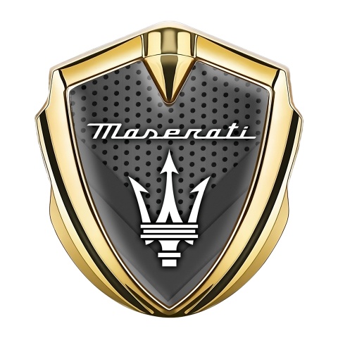Maserati Bodyside Badge Self Adhesive Gold Dot Base White Trident Logo