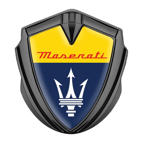 Maserati Trunk Emblem Badge Graphite Yellow Blue Classic Trident Logo