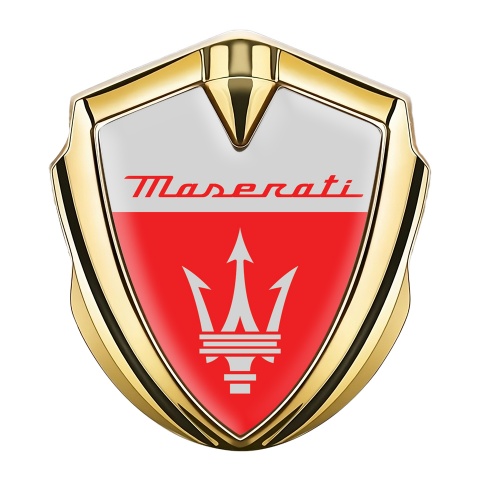 Maserati Fender Emblem Badge Gold Grey Red Clean Trident Edition