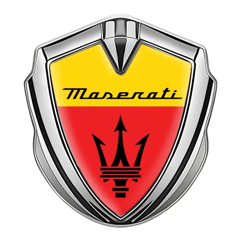 Maserati Tuning Emblem Self Adhesive Silver Yellow Red Trident Logo
