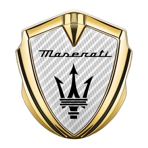 Maserati Trunk Metal Emblem Badge Gold White Carbon Black Trident Logo