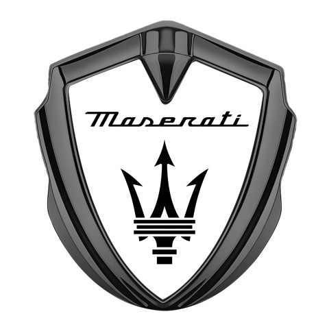 Maserati Self Adhesive Bodyside Emblem Graphite White Base Black Trident