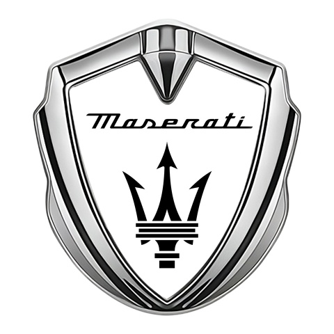 Maserati Self Adhesive Bodyside Emblem Silver White Base Black Trident