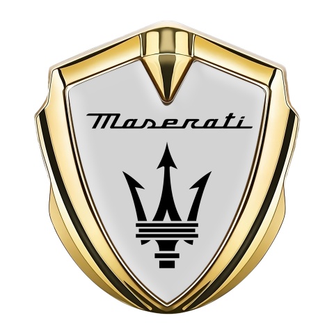 Maserati Bodyside Badge Self Adhesive Gold Grey Base Black Trident