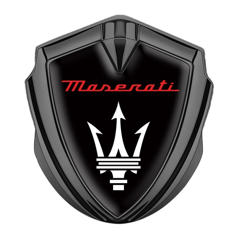 Maserati Tuning Emblem Self Adhesive Graphite Black Base Red Label Design