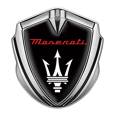 Maserati Tuning Emblem Self Adhesive Silver Black Base Red Label Design