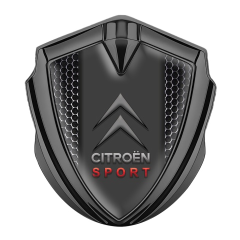 Citroen Emblem Abzeichen Graphit Tonfarbe Perforierter Stahl Effekt und Sport Logo