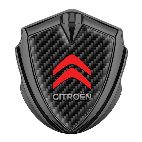 Citroen Emblem Abzeichen selbstklebend Graphit Tonfarbe Schwarz Kohlenstoff mit Rote Logo