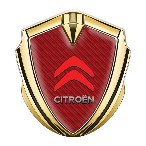 Citroen Emblem Auto Zeichen Goldtonfarbe Rote Carbon Mit Rote Logo Design