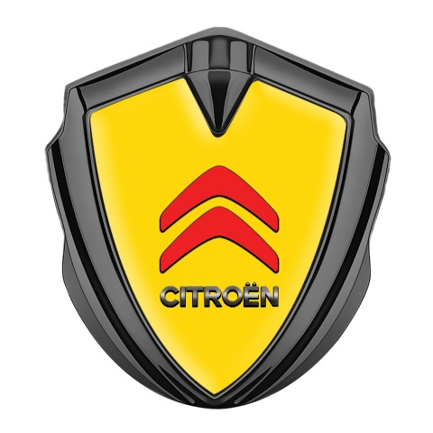 Citroen Selbstklebendes Metallaufkleber Emblem Graphit Tonfarbe Gelb Hintergrund Rote Logo Design