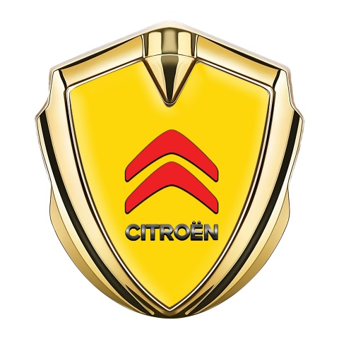 Citroen Selbstklebendes Metallaufkleber Emblem Goldtonfarbe Gelb Hintergrund Rote Logo Design