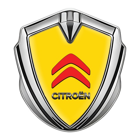 Citroen Selbstklebendes Metallaufkleber Emblem Silbertonfarbe Gelb Hintergrund Rote Logo Design