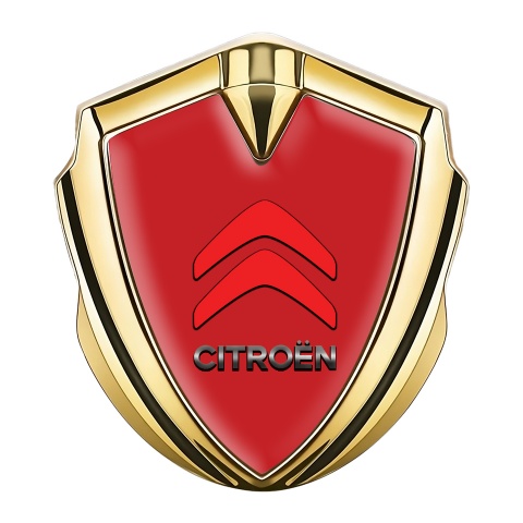 Citroen Seitenflugel Emblem Aufkleber Goldtonfarbe mit Rote Design