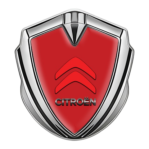 Citroen Seitenflugel Emblem Aufkleber Silbertonfarbe mit Rote Design