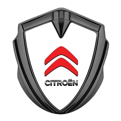 Citroen Abzeichen selbstklebend Graphit Tonfarbe Weiss Fundament Rote Logo Design