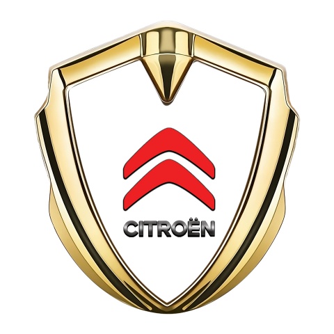 Citroen Abzeichen selbstklebend Goldtonfarbe Weiss Fundament Rote Logo Design