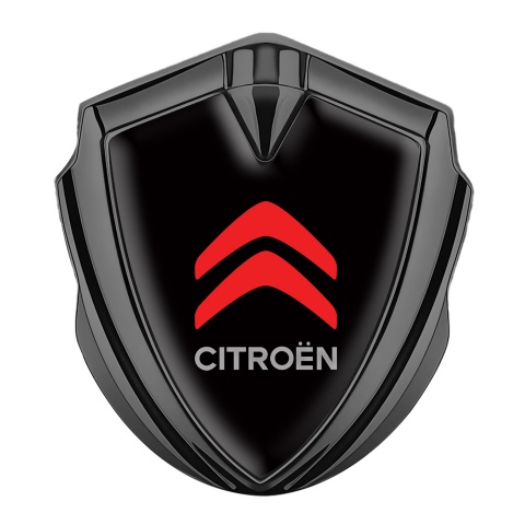 Citroen Emblem Abzeichen selbstklebend Graphit Tonfarbe Schwarz Fundament Rote Logo Design