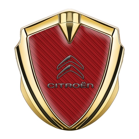 Citroen Seitenflugel Emblem Aufkleber Goldtonfarbe Rote Kohlenstoff Grau Logo Stil