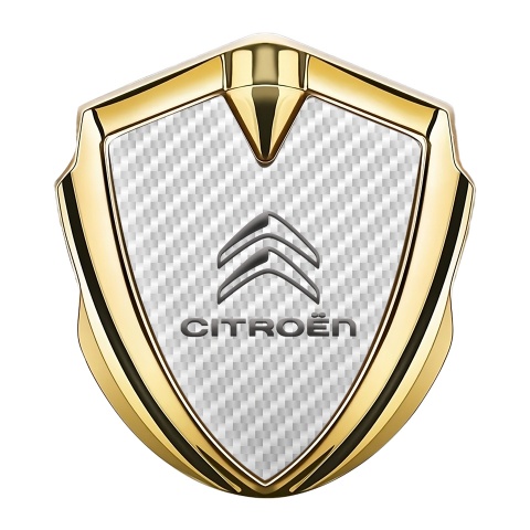 Citroen Emblem Abzeichen Goldtonfarbe Weiss Kohlenstoff Version